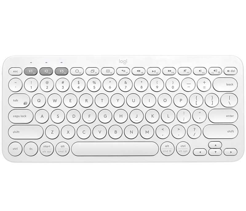 Logitech K380 Multi-Device Tastiera Bluetooth Wireless, Design Easy-Switch, Sottile, Portatile, 2 Anni di Batteria, Funziona con PC, Laptop, Windows, Mac, Android, iPad OS, Apple TV. Bianco