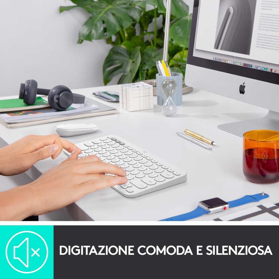 Logitech K380 Tastiera Bluetooth Multidispositivo per Mac, Sottile e Compatta, Easy-Switch fino a 3 Dispositivi, Compatibile con macOS, iOS, iPadOS, Layout Italiano