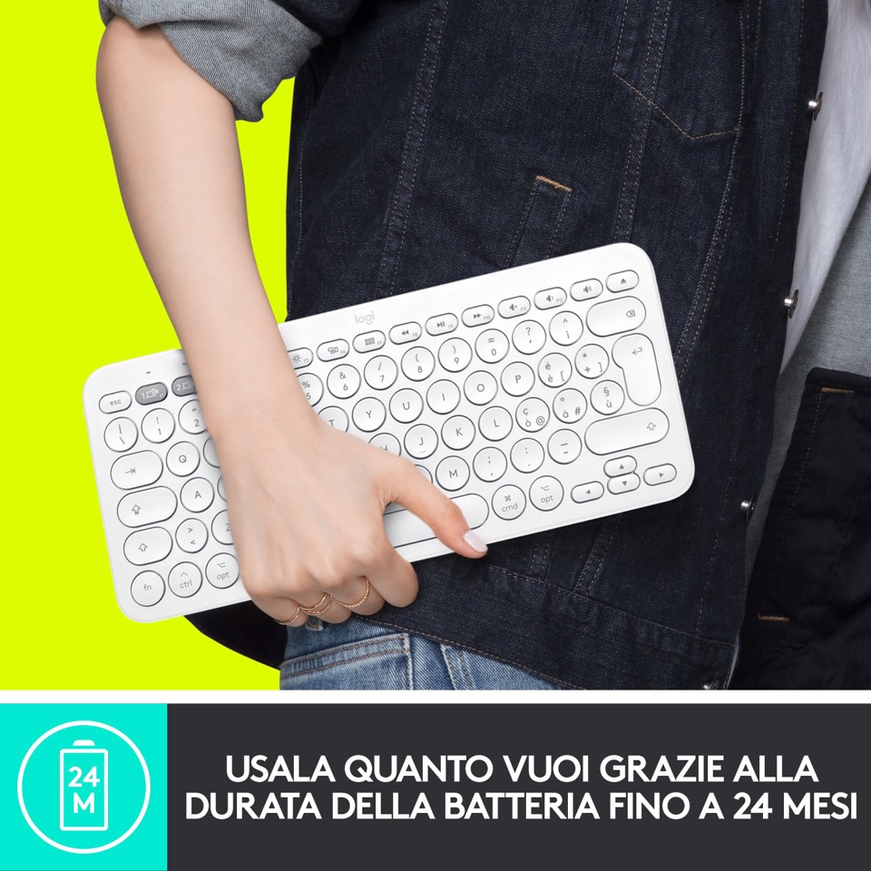 Logitech K380 Tastiera Bluetooth Multidispositivo per Mac, Sottile e Compatta, Easy-Switch fino a 3 Dispositivi, Compatibile con macOS, iOS, iPadOS, Layout Italiano