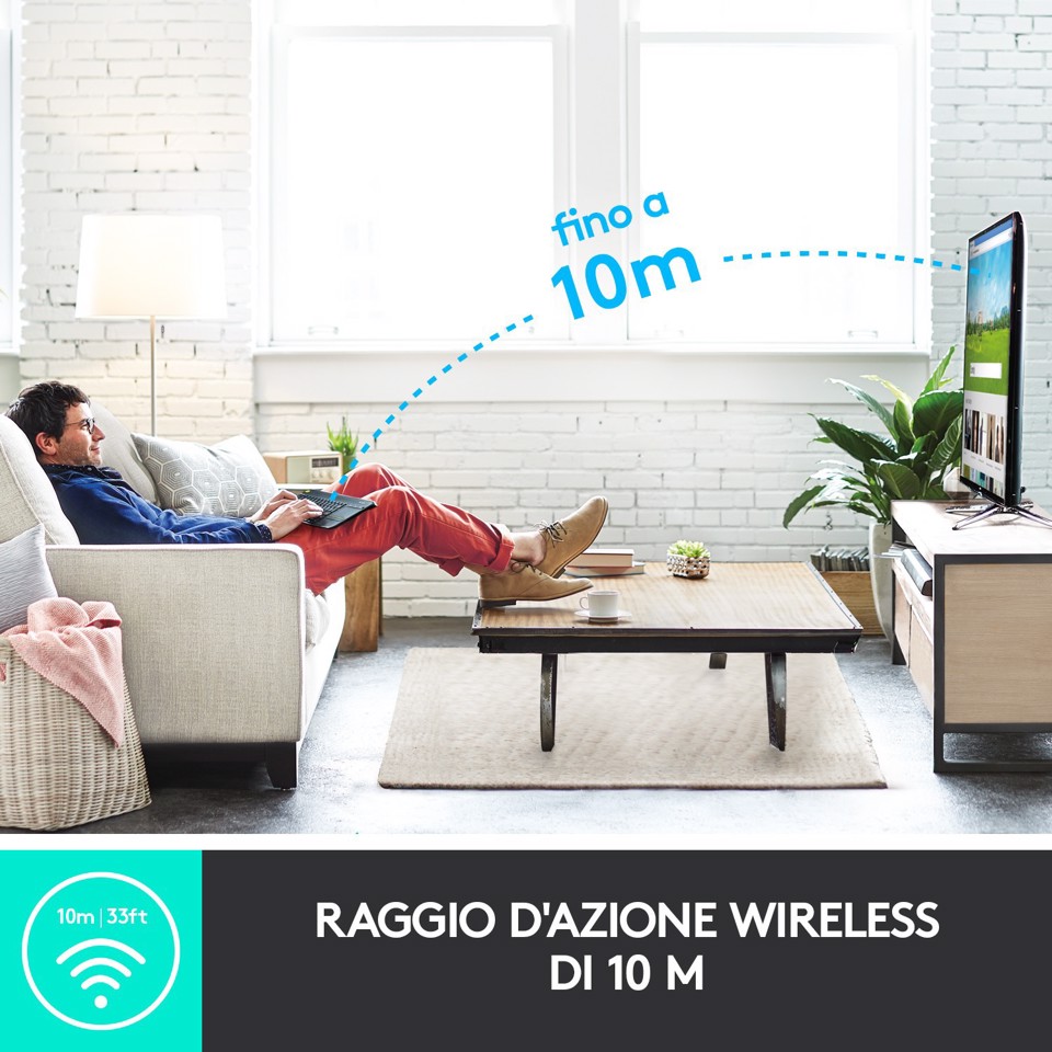 Logitech K400 Plus Tastiera Wireless Touch per tv