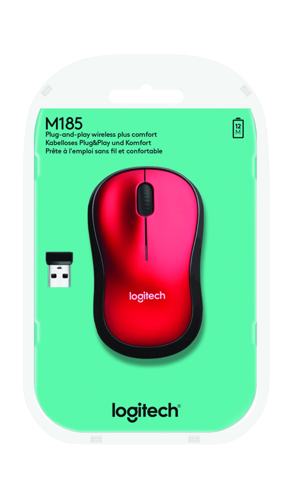 Logitech M185 mouse wireless (rosso)
