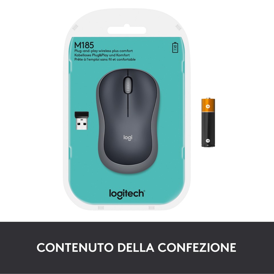 Logitech M185 mouse wireless (nero)