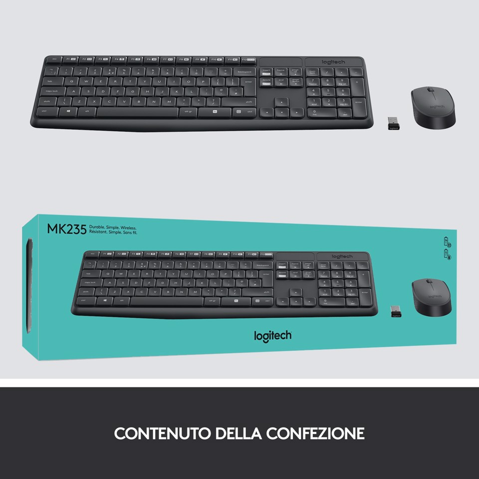 Logitech MK235 Combo Tastiera e Mouse Wireless