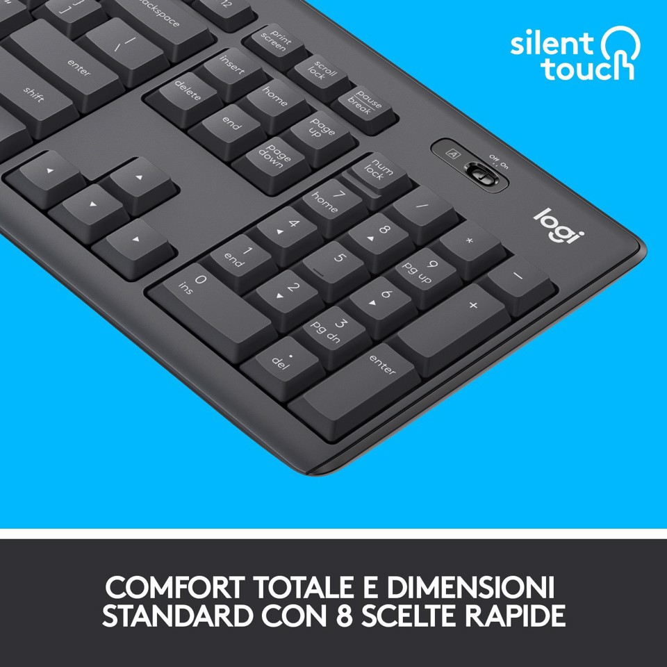 Logitech MK295 Kit Mouse e Tastiera Wireless Silent
