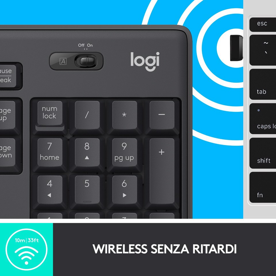 Logitech MK295 Kit Mouse e Tastiera Wireless Silent