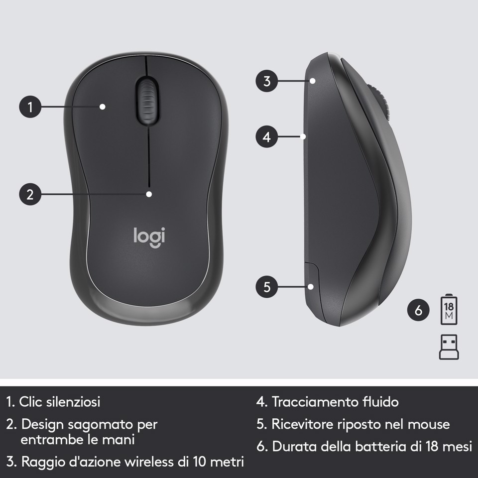 Logitech MK295 Kit Mouse e Tastiera Wireless Silent
