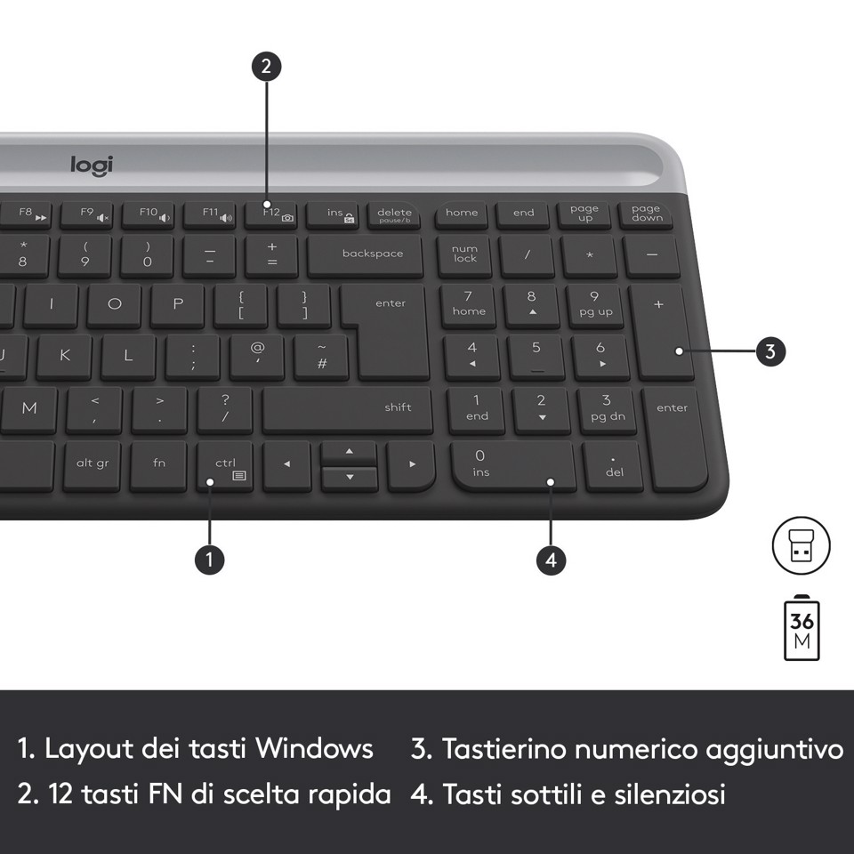 Logitech MK470 Kit Mouse e Tastiera Wireless