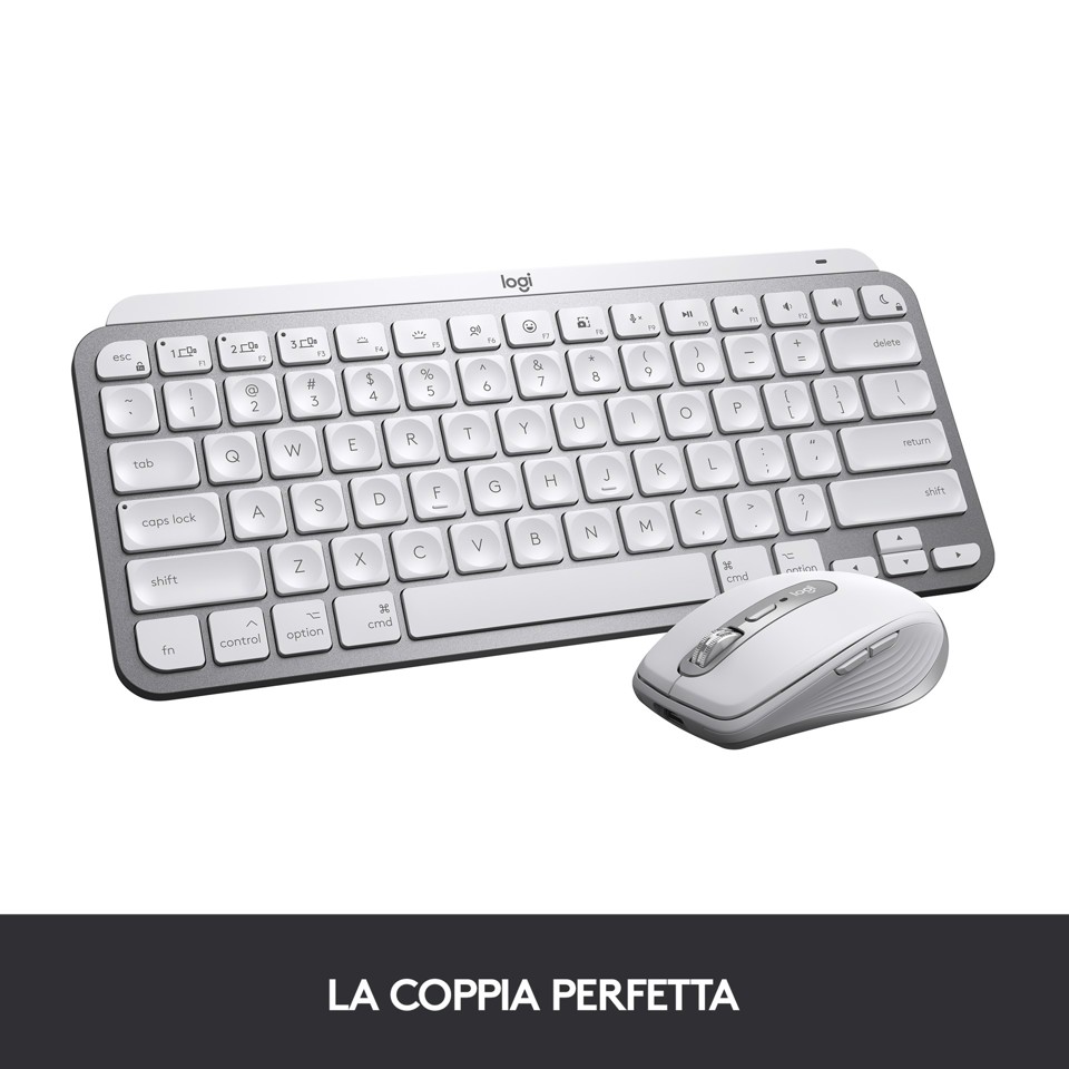 Logitech MX Keys Mini per Mac Tastiera Wireless, Minimal, Compatta, Bluetooth, Tasti Retroilluminati, USB-C, Digitazione Tattile, Compatibile con Apple macOS, iPad OS, in Metallo