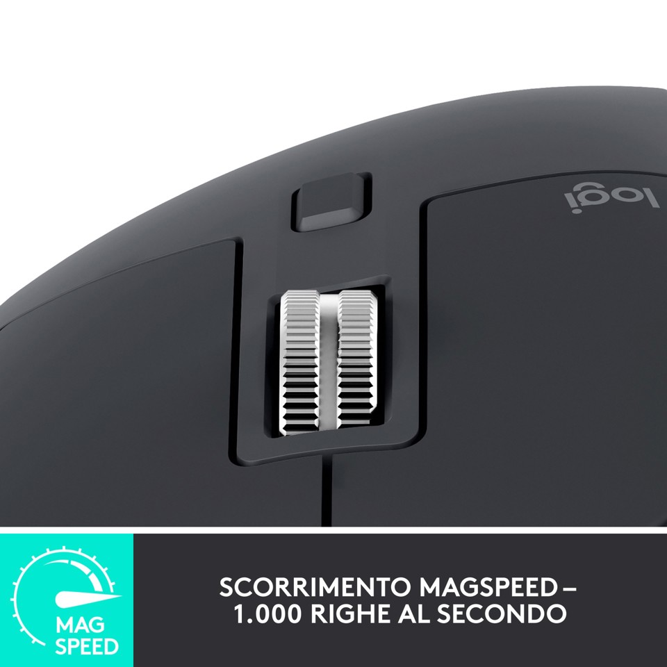 Logitech MX Master 3S mouse Mano destra RF senza fili + Bluetooth Laser 8000 DPI