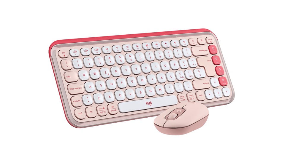 Logitech POP Icon Combo tastiera + Mouse Bluetooth (Rosa, Bianco)