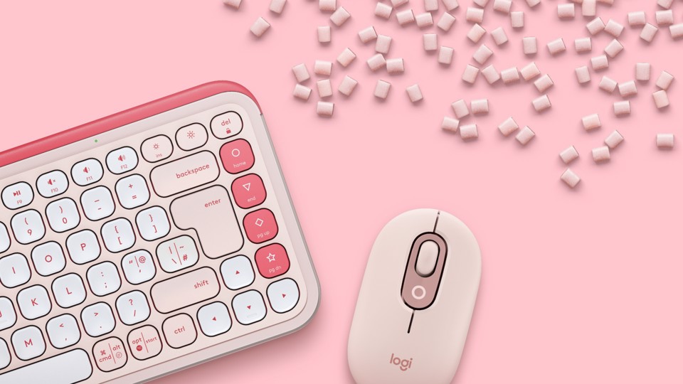 Logitech POP Icon Combo tastiera + Mouse Bluetooth (Rosa, Bianco)
