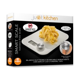 Macom Bilancia da cucina elettronica con funzionamento senza batterie Bianco Superficie piana Rettangolo