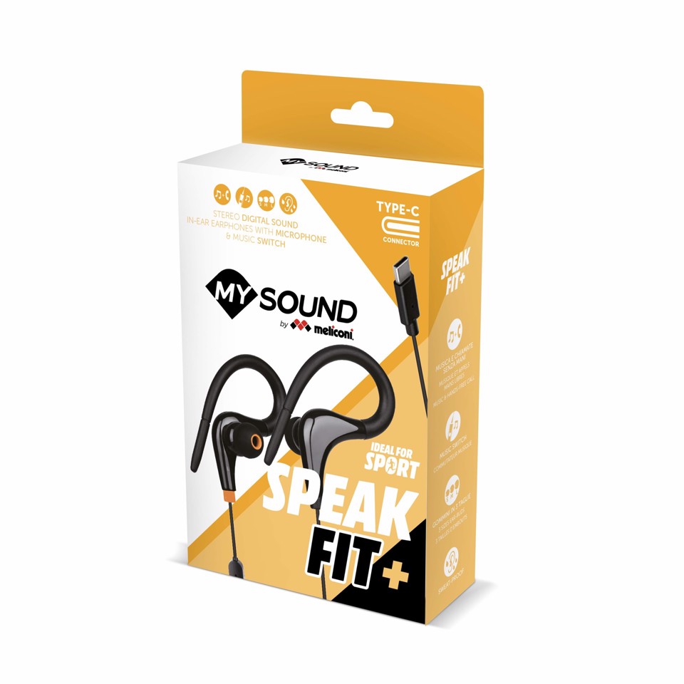 Meliconi 497409 cuffia e auricolare Cuffie Cablato In-ear Sport USB tipo-C Nero