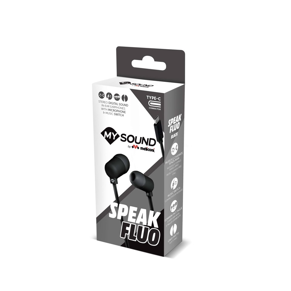 Meliconi 497410 cuffia e auricolare Cablato In-ear Musica e Chiamate USB tipo-C Nero