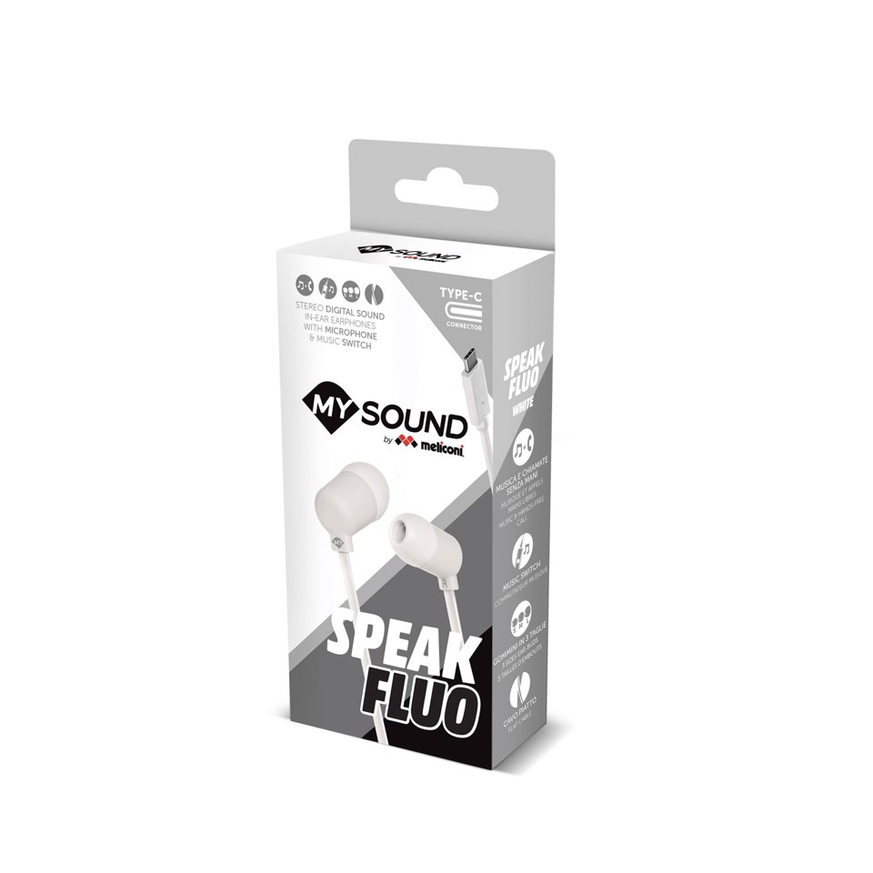 Meliconi 497412 cuffia e auricolare Cablato In-ear Musica e Chiamate USB tipo-C Bianco