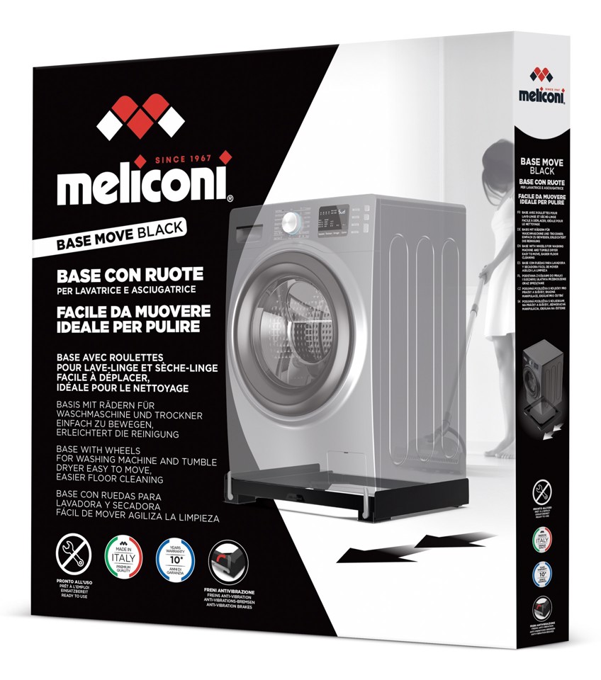 Meliconi Base Move Black Base antivibrazione per lavatrice asciugatrice