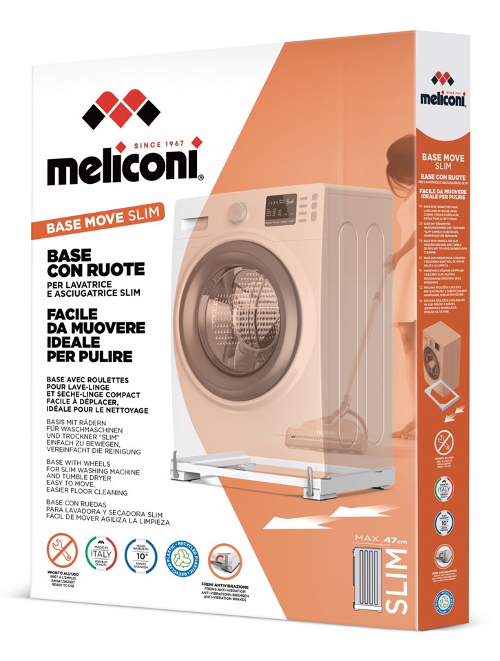 Meliconi Base Move Slim accessorio per lavatrice Slim - Base con ruote e freni antivibrazione