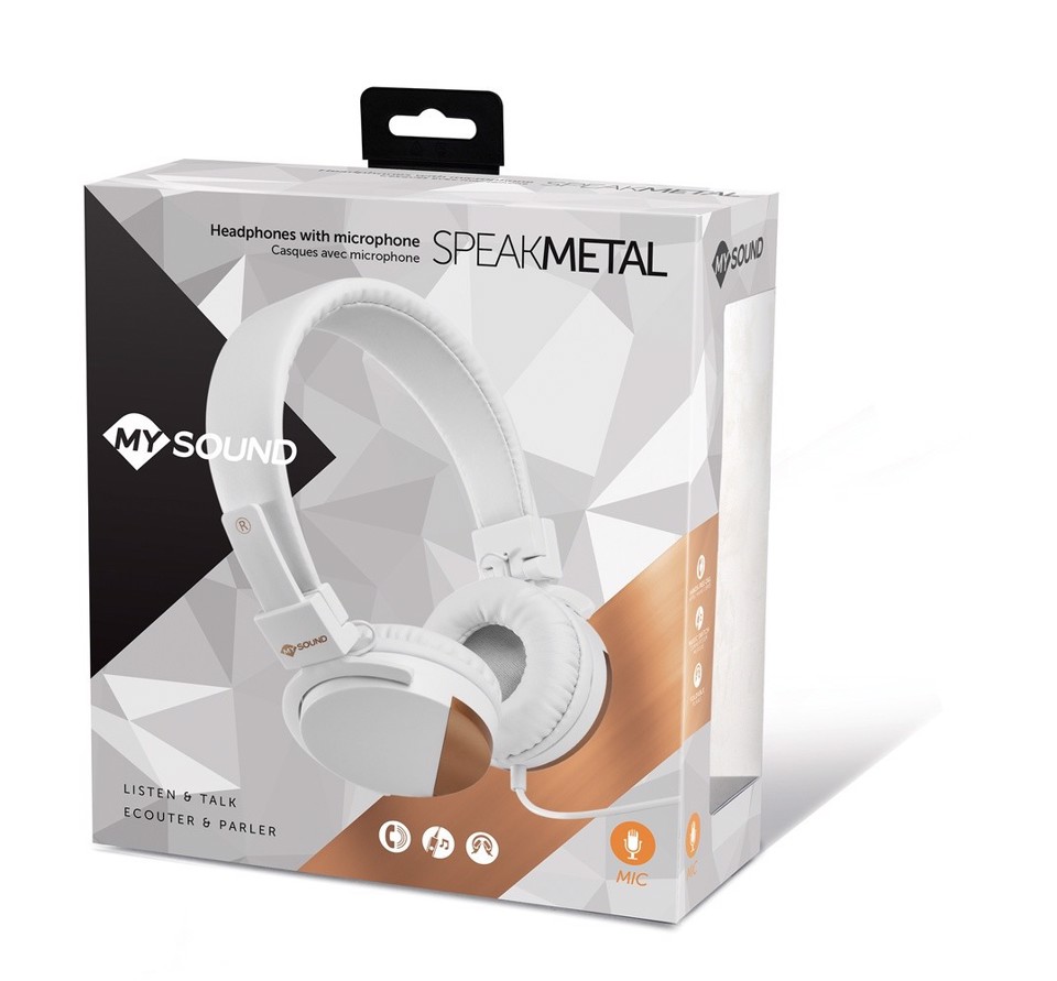 Meliconi MySound Speak Metal Auricolare Cablato A Padiglione Musica e Chiamate Bianco