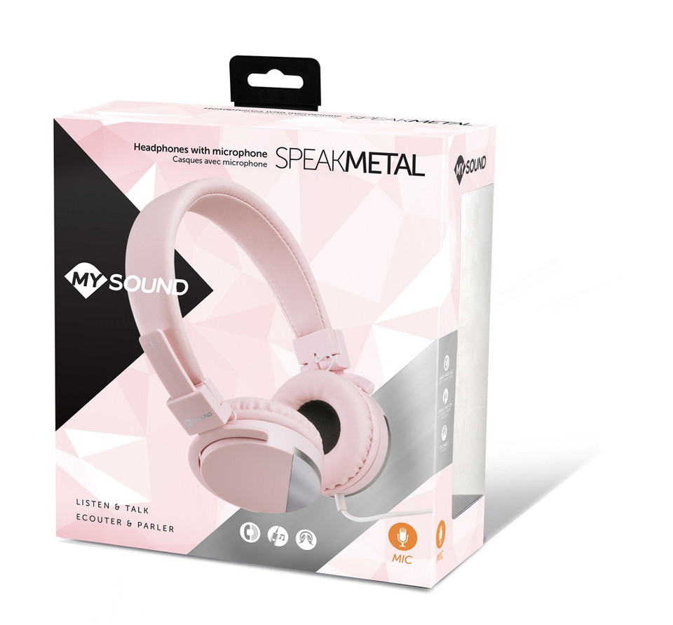 Meliconi MySound Speak Metal Cuffia Padiglione auricolare Connettore 3.5 mm Rosa