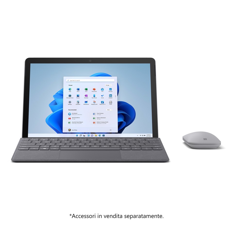 Microsoft Surface Go 3 128 GB 26,7 cm (10.5") Intel® Core™ i3 di decima generazione 8 GB Wi-Fi 6 (802.11ax) Windows 11 Home in S mode Platino