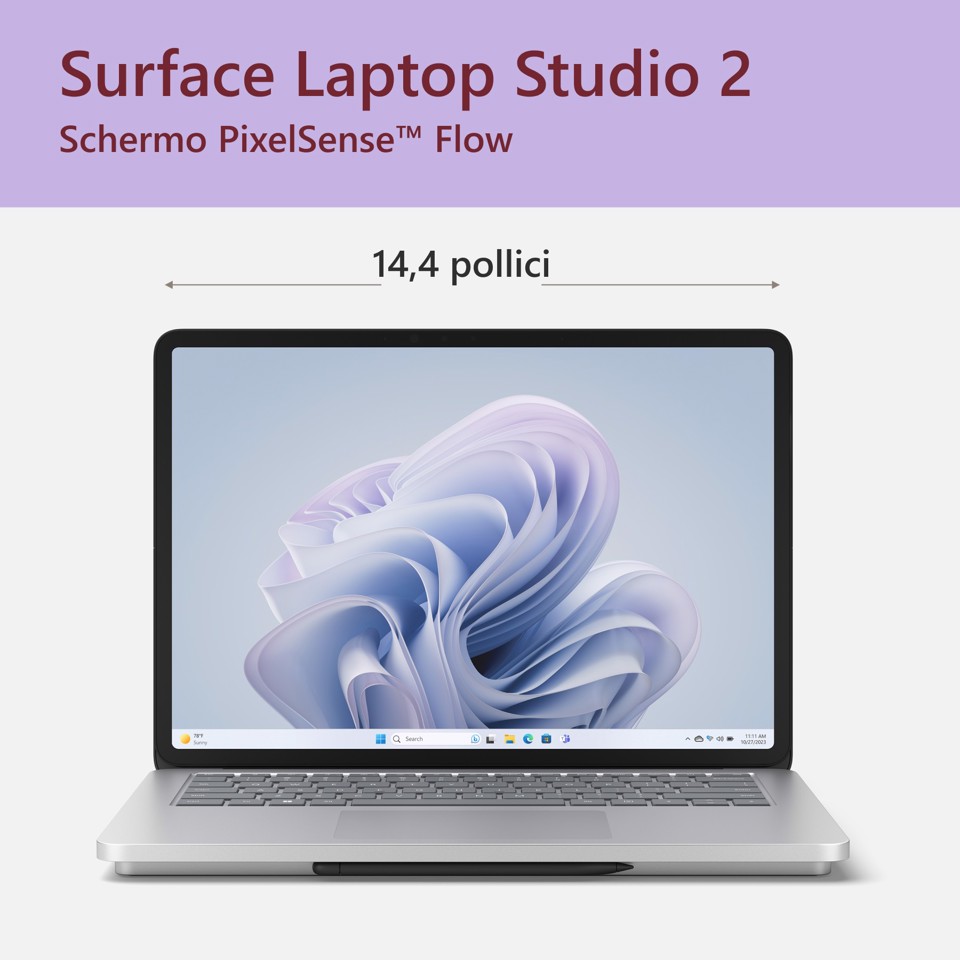 Microsoft Surface Laptop Studio 2 (14,4" Processore Intel Core i7, 16GB/512GB Wi-Fi Platino Grafica, Windows 11)