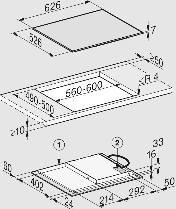 Miele KM 7221 FR piano cottura Nero Da incasso 62.6 cm Piano cottura a induzione 4 Fornello(i)