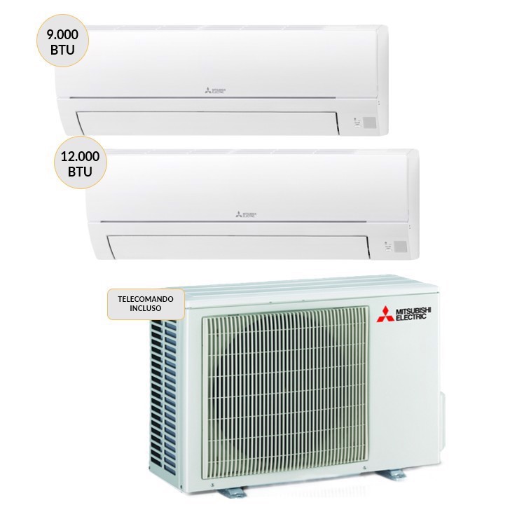 Mitsubishi Condizionatore DUAL split 9000btu+12000btu Wi-Fi MXZ2HA40VF + MSZHR25VFK + MSZHR35VFK Climatizzatore Fisso