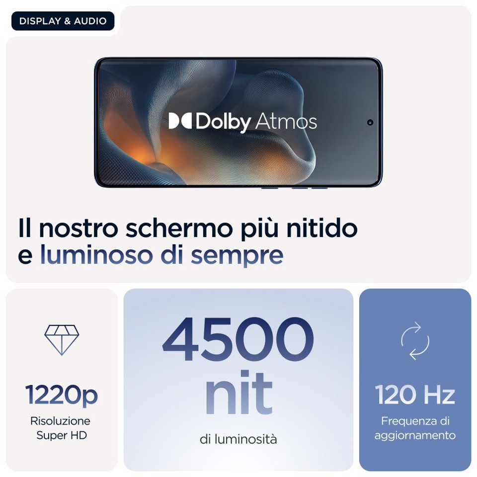 Motorola edge 60 con Moto AI (8/256GB, Fotocamera 50+50+10MP, selfie 50MP, Display 6.67" pOLED 120Hz, MediaTek Dimensity 24M, batteria 5200mAh, ricarica 68W, Android 15), PANTONE Gibraltar Sea