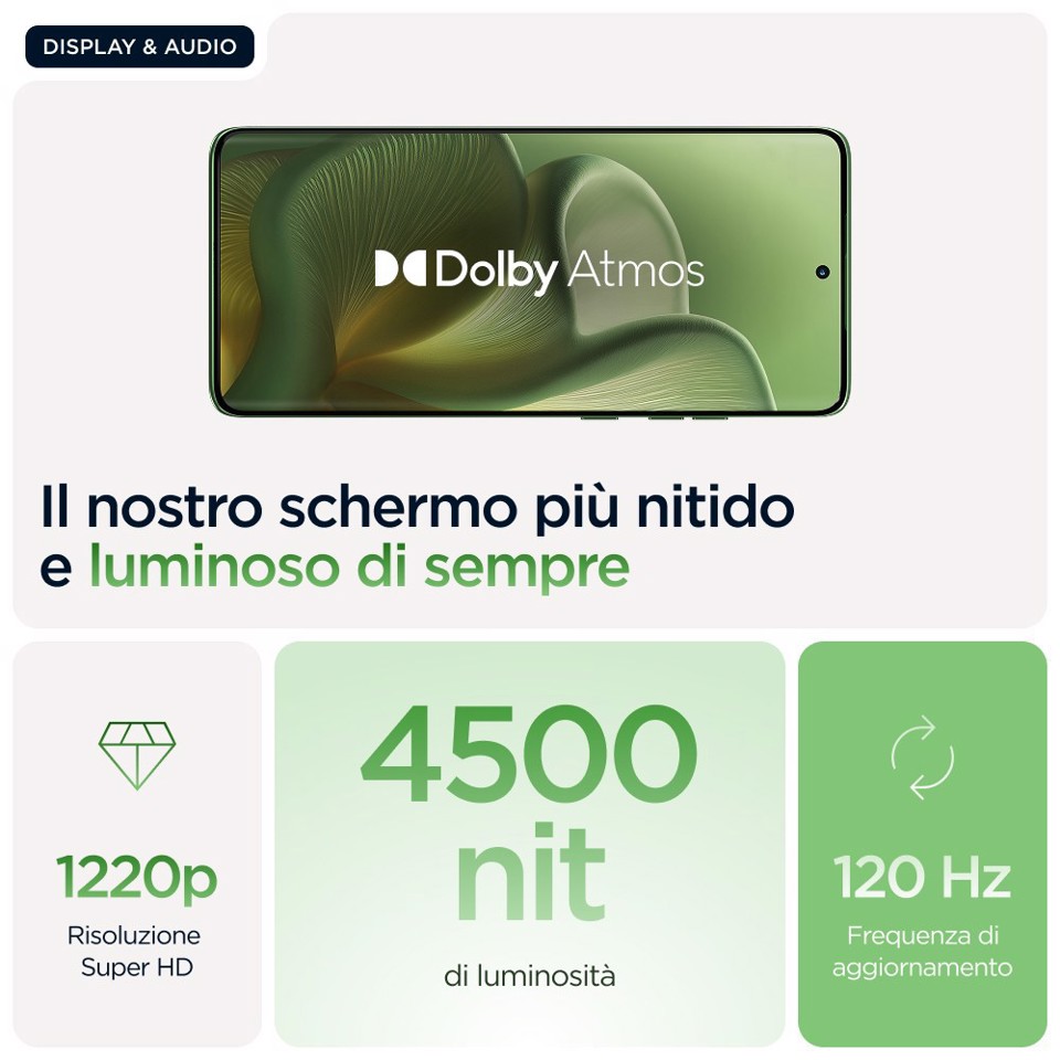 Motorola edge 60 con Moto AI (8/256GB, Fotocamera 50+50+10MP, selfie 50MP, Display 6.67" pOLED 120Hz, MediaTek Dimensity 24M, batteria 5200mAh, ricarica 68W, Android 15), PANTONE Shamrock