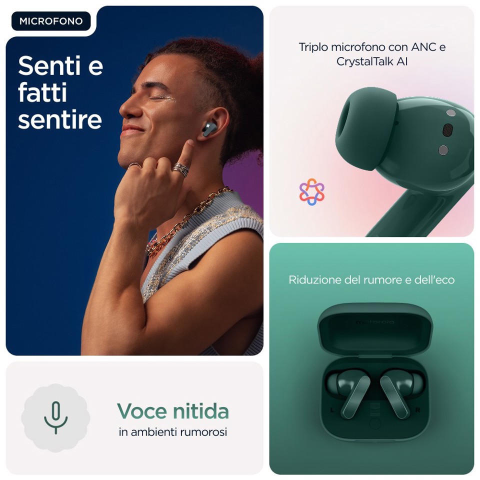Motorola Moto Buds Bass Auricolare True Wireless Stereo (TWS) In-ear Musica e Chiamate Bluetooth Verde