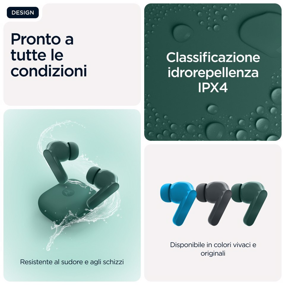 Motorola Moto Buds Bass Auricolare True Wireless Stereo (TWS) In-ear Musica e Chiamate Bluetooth Verde