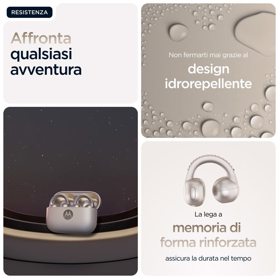 Motorola moto buds loop Cuffie Wireless In-ear Chiamate/Musica/Sport/Tutti i giorni Bluetooth Beige