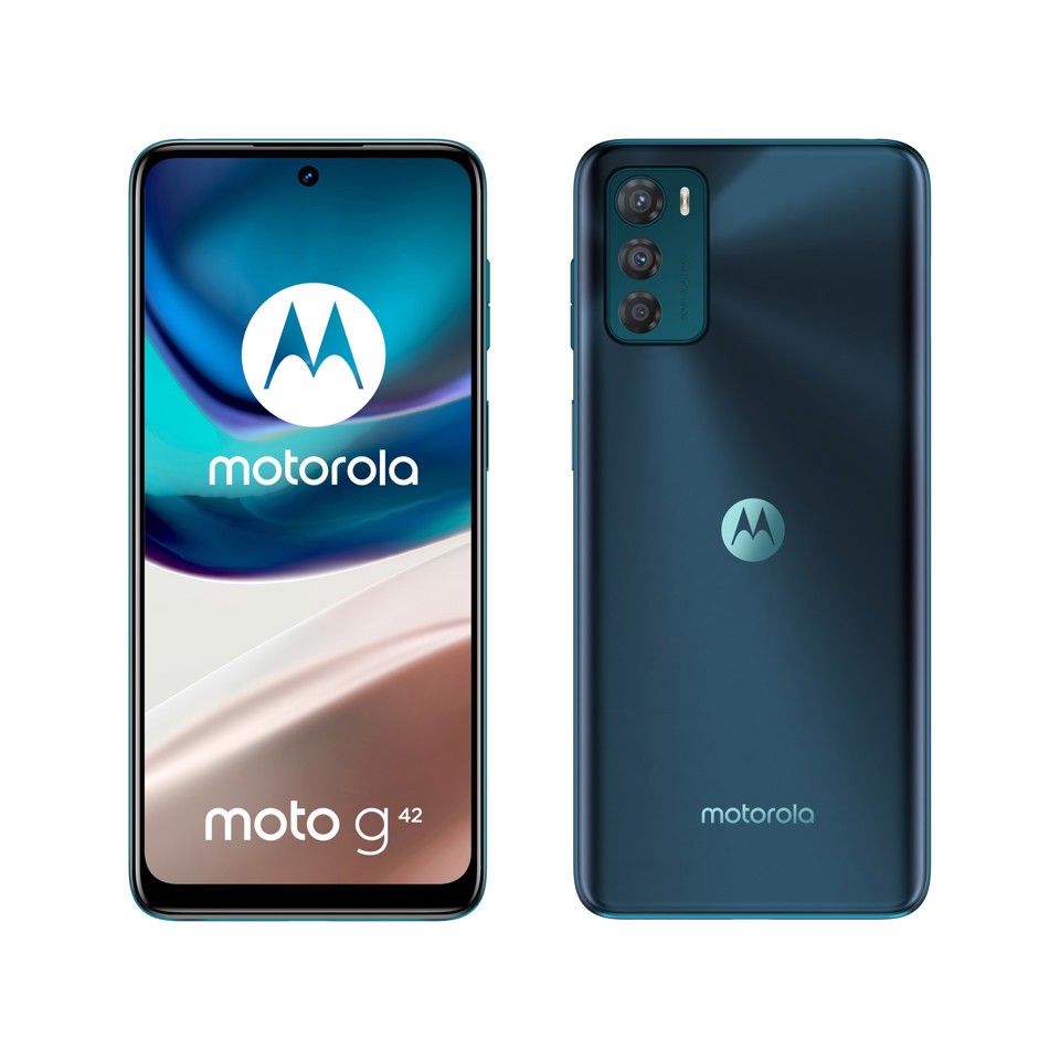Motorola Moto G moto g42 (Tripla fotocamera 50 MP, display OLED FHD+, batteria 5000 mAh, 6/128GB espandibile, Dual SIM, Android 12, Cover inclusa)