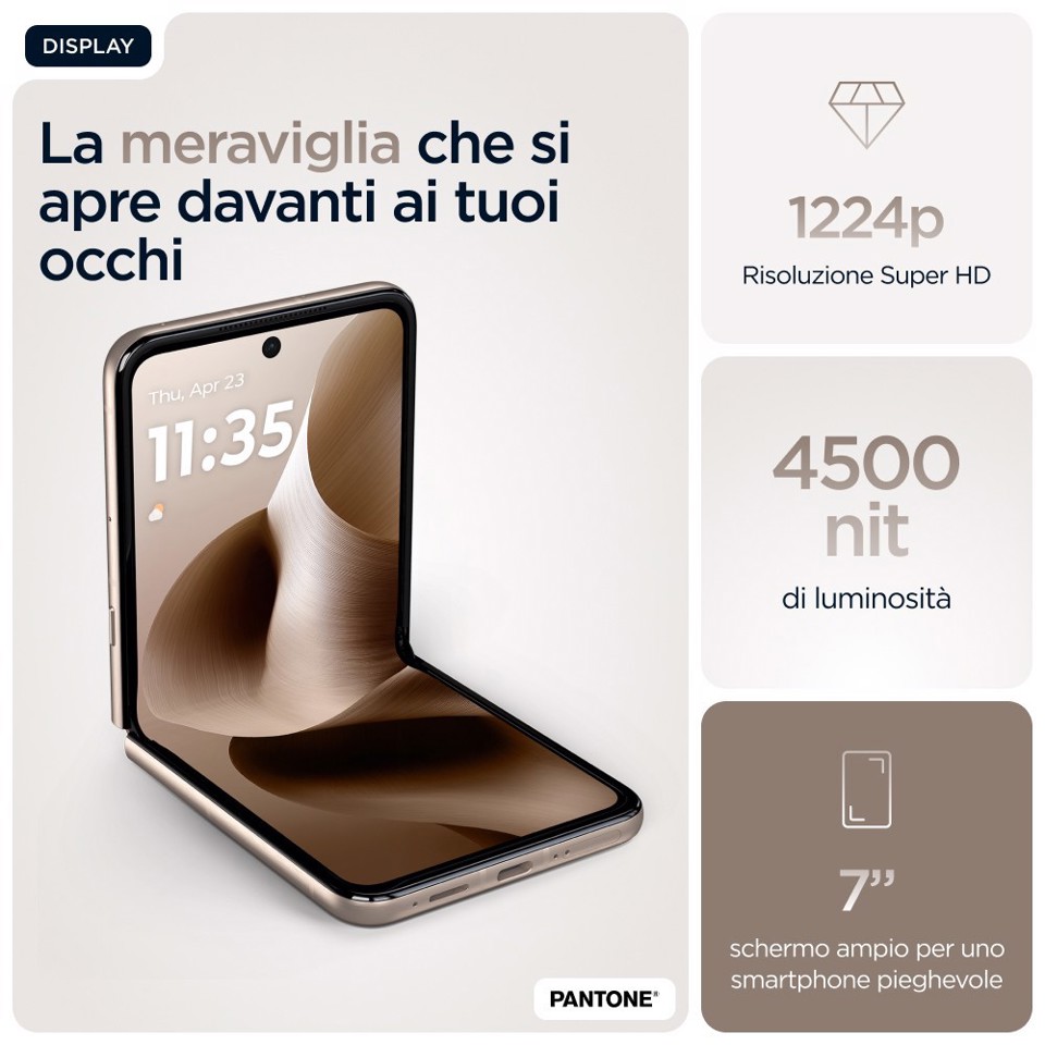 Motorola razr 60 Ultra con Moto AI (16/512GB, 50+50MP, selfie 50MP, display esterno 4.0" interno 7" pOLED 165Hz, Qualcomm Snapdragon 8 Elite, 4700mAh, 5G, Dual SIM, Android 15) PANTONE Mountain Trail