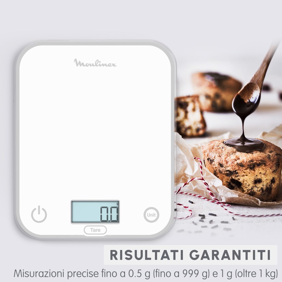 Moulinex BN50U0 bilancia da cucina Bianco Superficie piana Rettangolo Bilancia da cucina elettronica