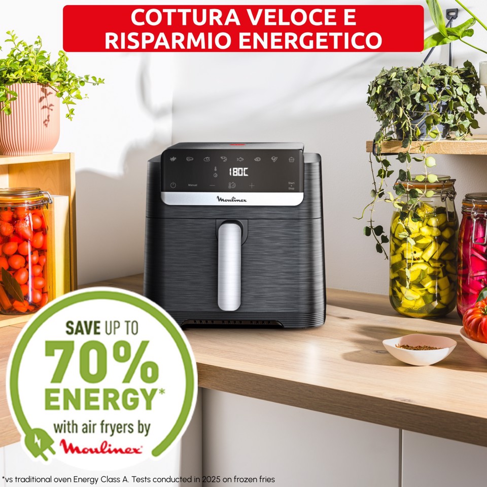 Moulinex Easy Fry Mega Compact , Friggitrice ad Aria XL Capacità 7.5L, design compatto, EZ8618