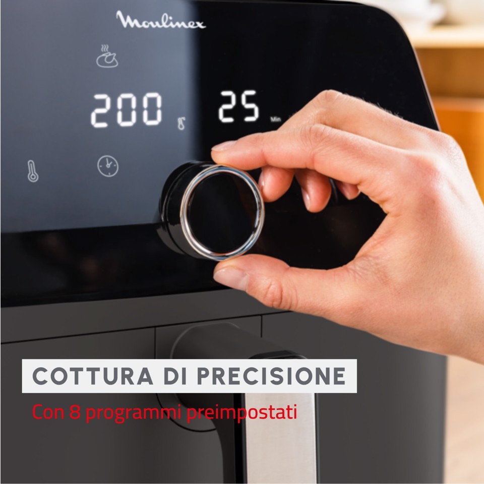 Moulinex Easy Fry Mega , Friggitrice ad aria, Capacità Extra Large 7,5L/2kg, 8 programmi preimpostati, Coal Grey