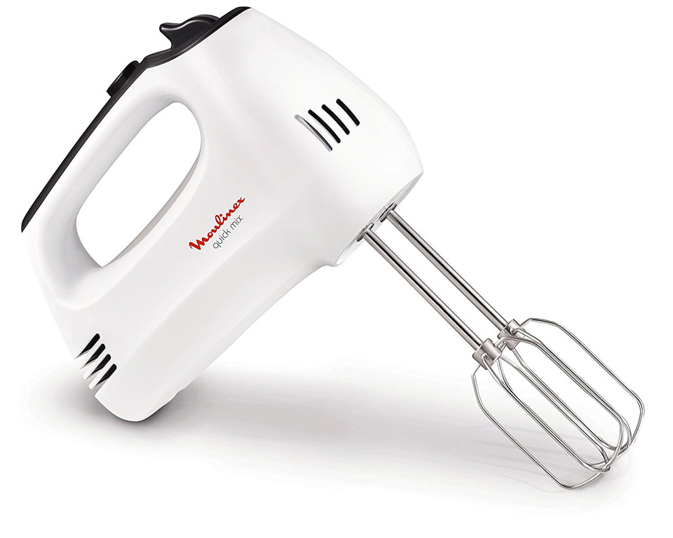 Moulinex HM3101 Quick Mix Sbattitore Elettrico con Fruste e Ganci Impastatori, 300W