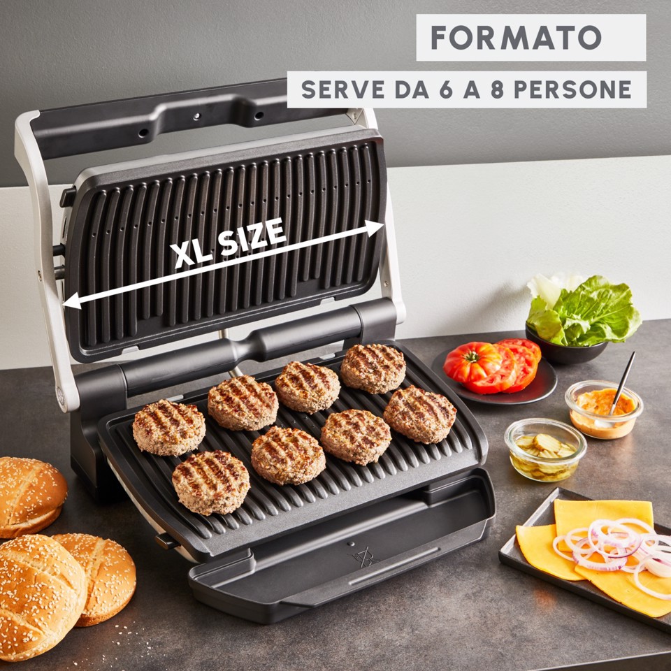 Moulinex OptiGrill+ XL, Griglia a Contatto Intelligente, Risultati Perfetti, Nessun Monitoraggio, 9 Programmi Automatici, Superficie Extra Large