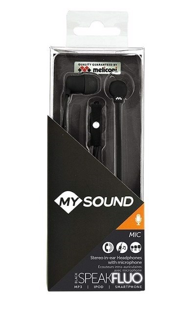 MySound Auricolare in ear con mic. Speak fluo, nero