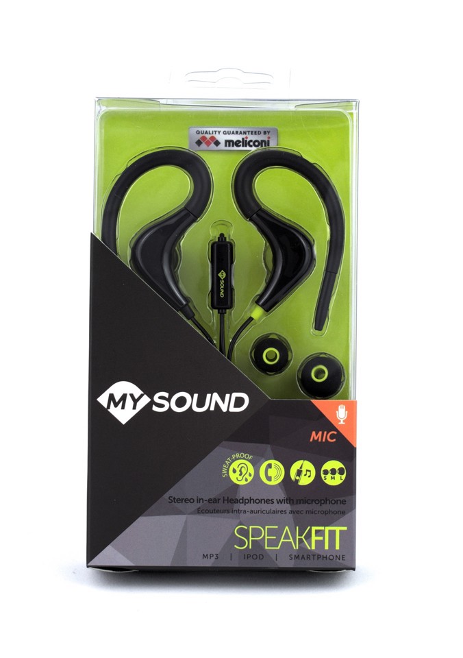 MySound Auricolare sport micr. In-ear, nero/giallo
