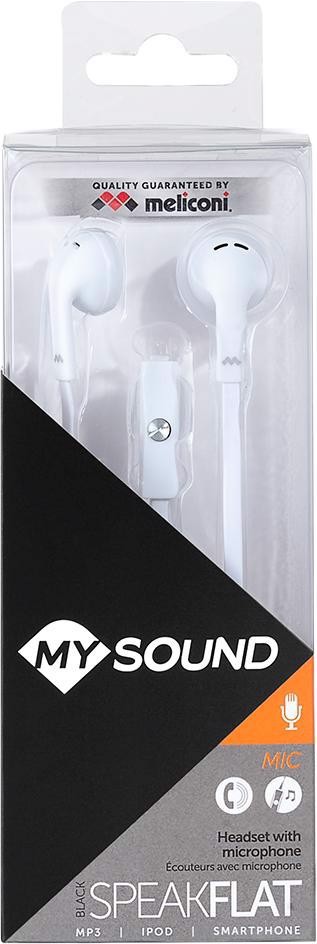 MySound Speak Flat Auricolare Cablato In-ear Musica e Chiamate Bianco