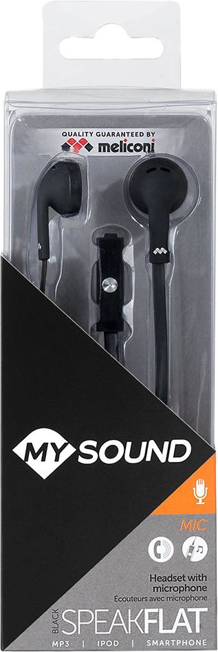 MySound Speak Flat Cuffia Auricolare Connettore 3.5 mm Nero