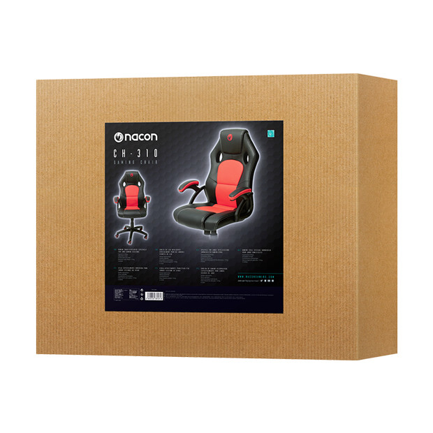NACON PCCH-310 Sedia per gaming universale Sedia imbottita tappezzata Nero, Rosso