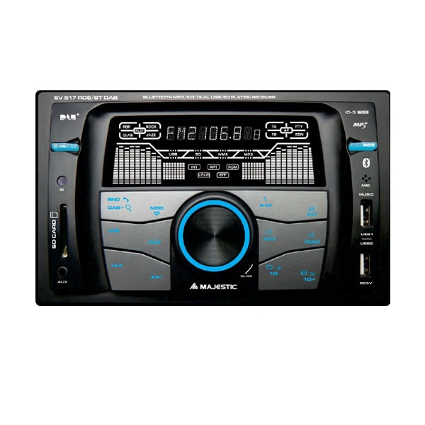 New Majestic SV-517 Autoradio Dab Plus Due Din,Pds,4X45W,2Usb,Aux,Sd Nero 180 W