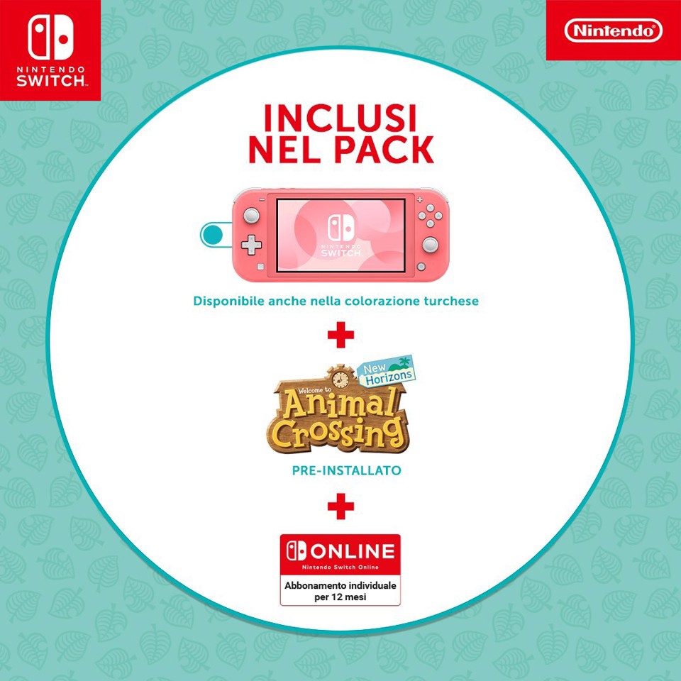 Nintendo Switch Lite ed. speciale ACNH+NSO 12m