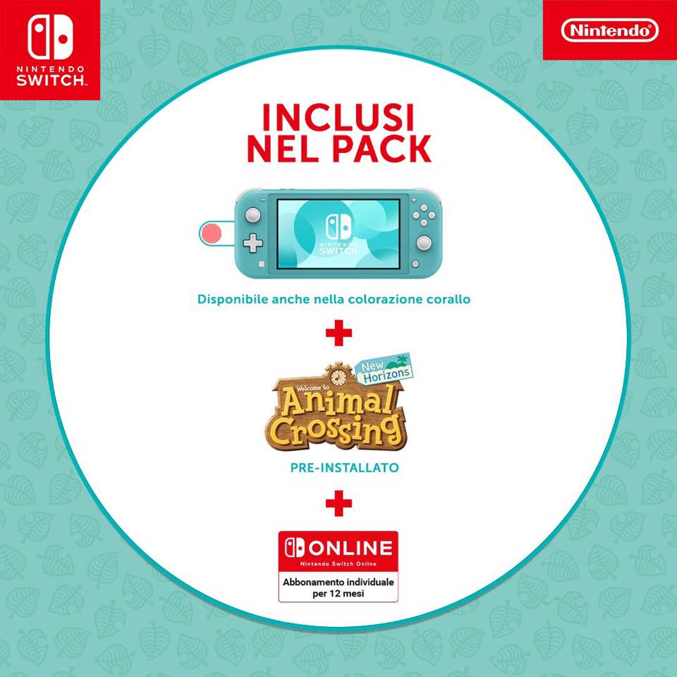 Nintendo Switch Lite ed. speciale ACNH+NSO 12m