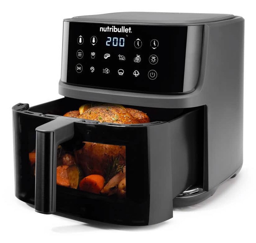 NutriBullet CrispLite Vision Singolo 8 L Indipendente 2000 W Friggitrice ad aria calda Nero