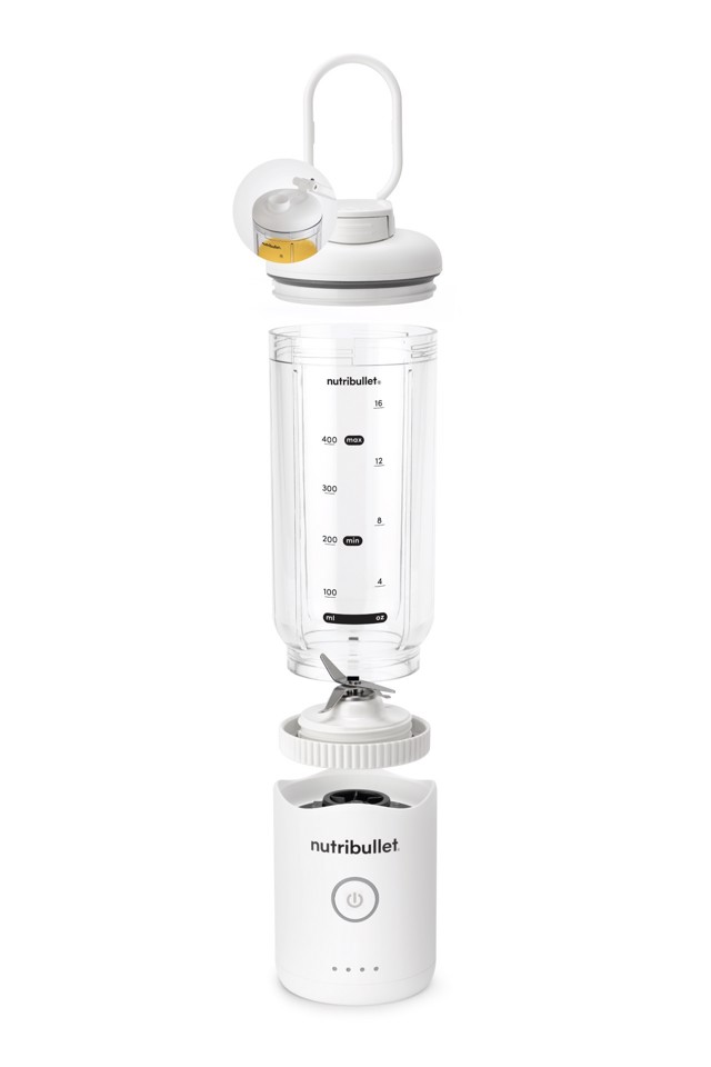 NutriBullet Flex – Mini Frullatore Compatto e Portatile, Ricaricabile USB-C, Smoothie Maker To Go, Bianco (NBP013W)
