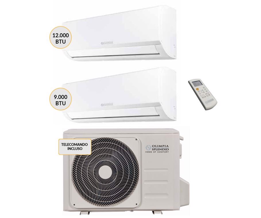 Olimpia Splendid Aryal Condizionatore DUAL split Inverter 9000btu+12000btu WiFi OSCAAMH14EI + OSSECYH09EI + OSSAALH12EI Climatizzatore Fisso